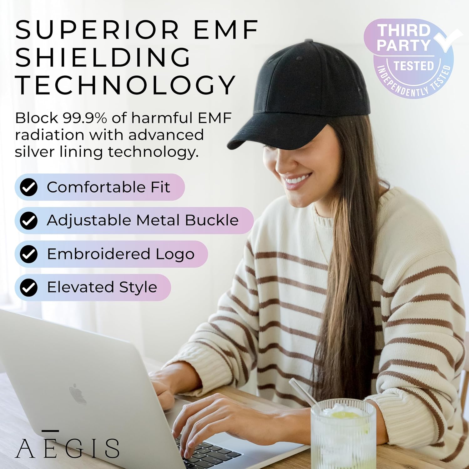 Aegis Apparel Faraday Hat, Silver Lining Fabric Blocks 99% of Wi Fi, Bluetooth, Cell Towers E M F Protection