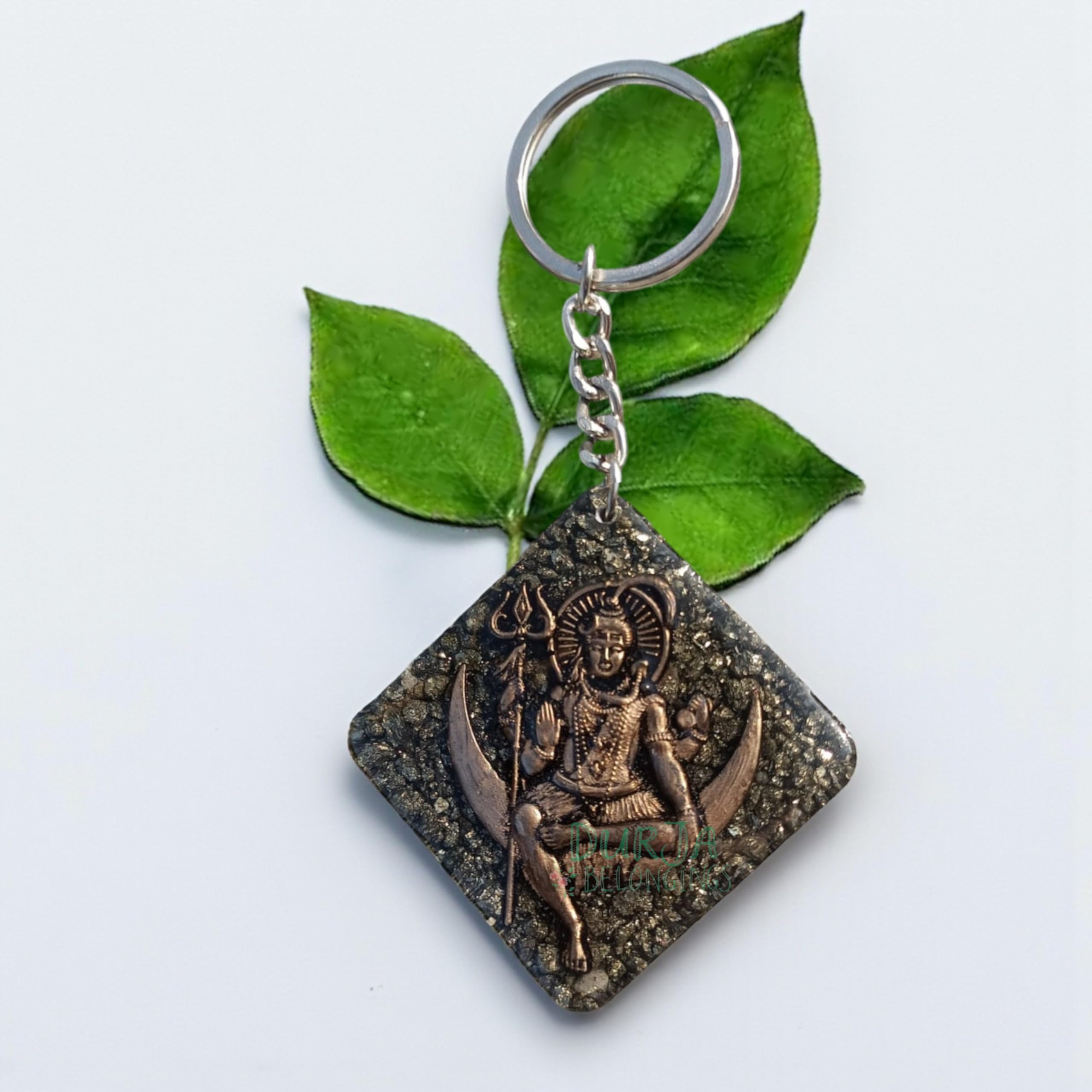 Pyrite Keychain with Mahakal Shivay Charm | Powerful Vastu Healing Stone for Wealth, Protection & Positive Energy | Original Pyrite with Mica Dust-picture-26