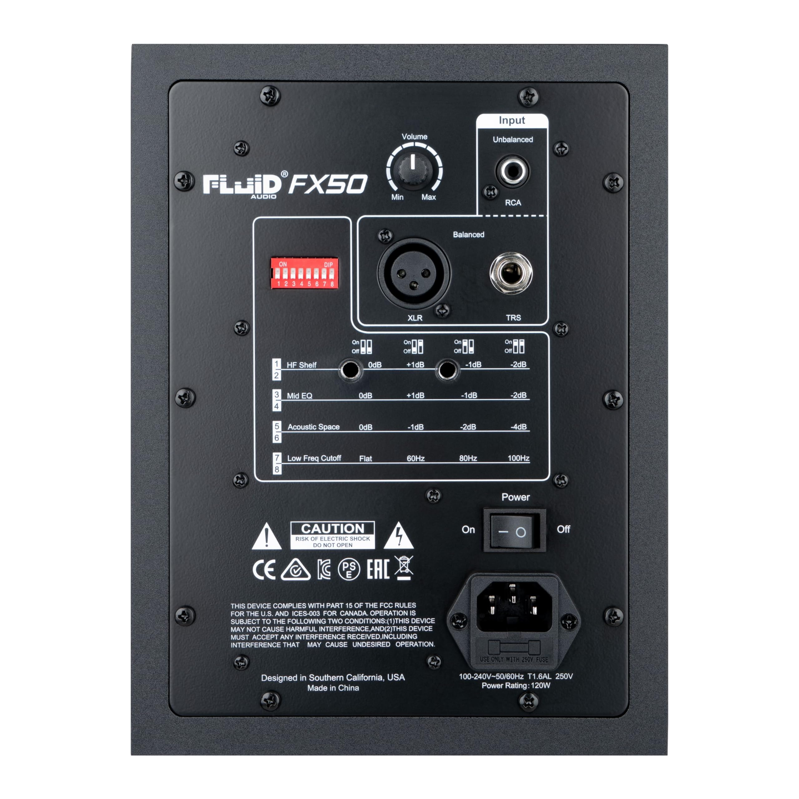 Fluid Audio FX50 V2 Enceintes de Monitoring de proximité (moniteurs de Studio Actifs, Pilote coaxial 2 Voies, woofer 5 Pouces, 60W RMS), Noir
