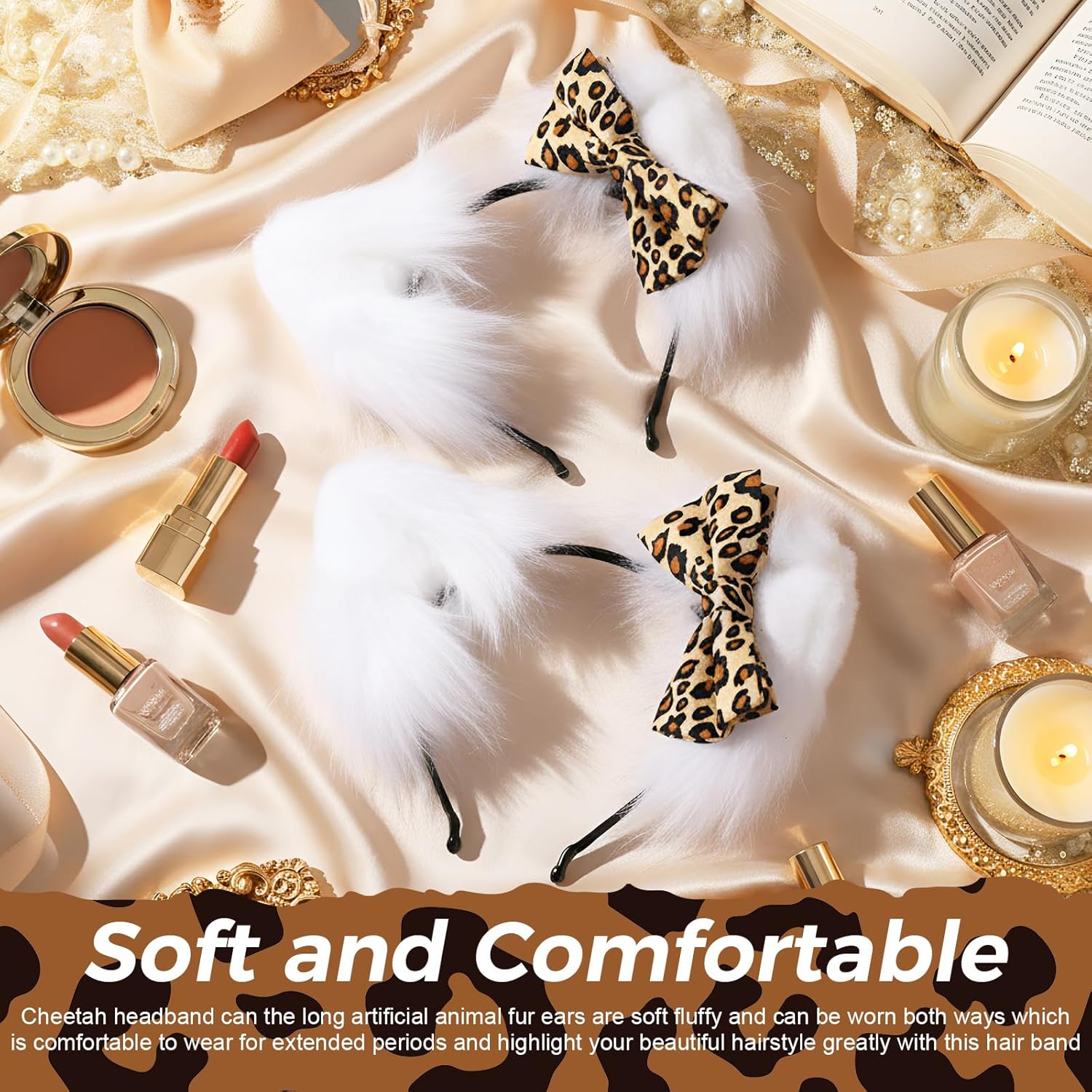 Women Kitty Cat Ears Headband, Cat Bow Ears Kitty Bow Headband for Halloween Cosplay Birthday Party Costume - Image 2