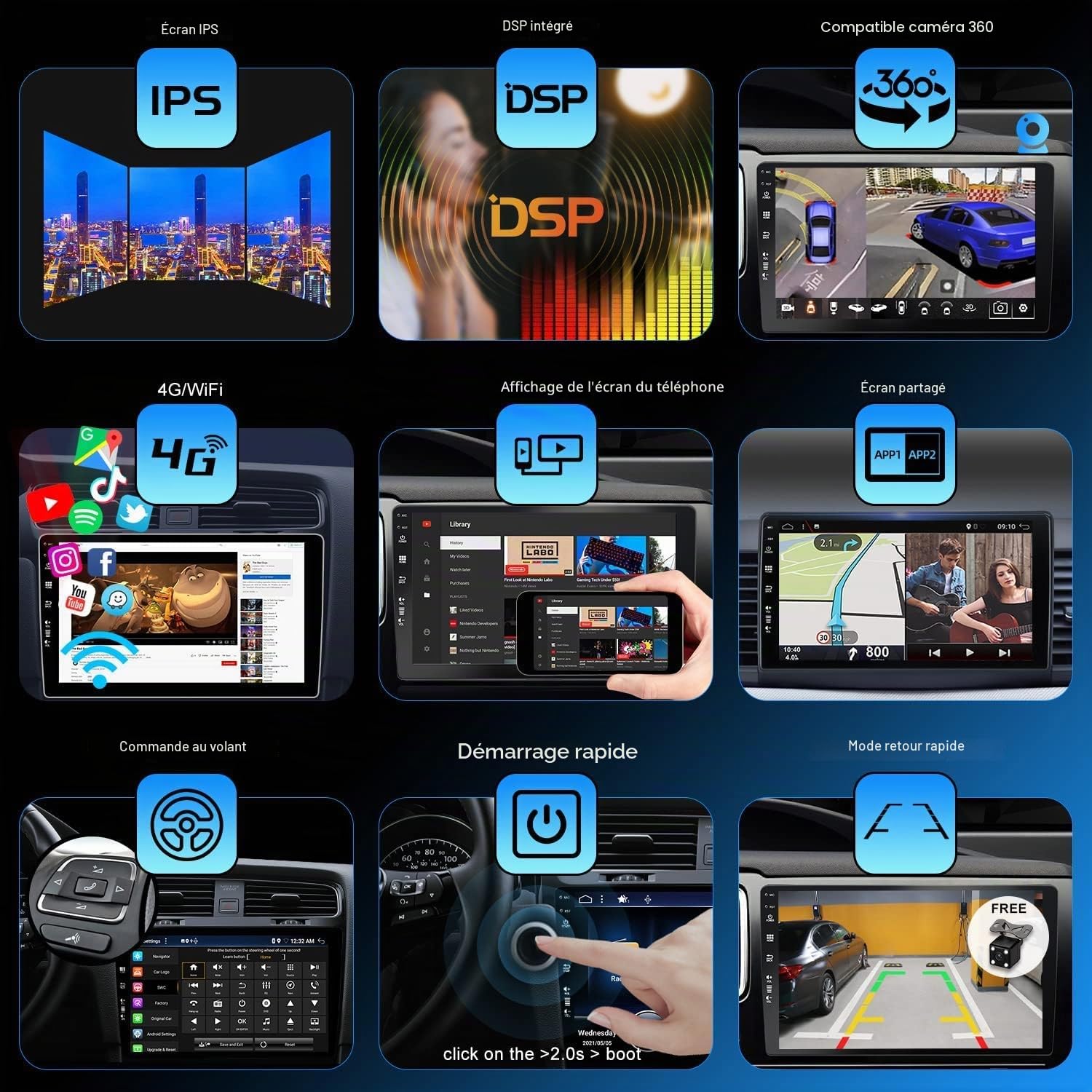 [6GB+128GB] Android 15 2 Din Autoradio pour Honda Fit Jazz (2007-2014)-[Intégré CarPlay/Android Auto/DSP/GPS]-IPS 2.5D 10.1" Écran Tactile-Caméra+MIC-Dab/Bluetooth 5.0/MirrorLink