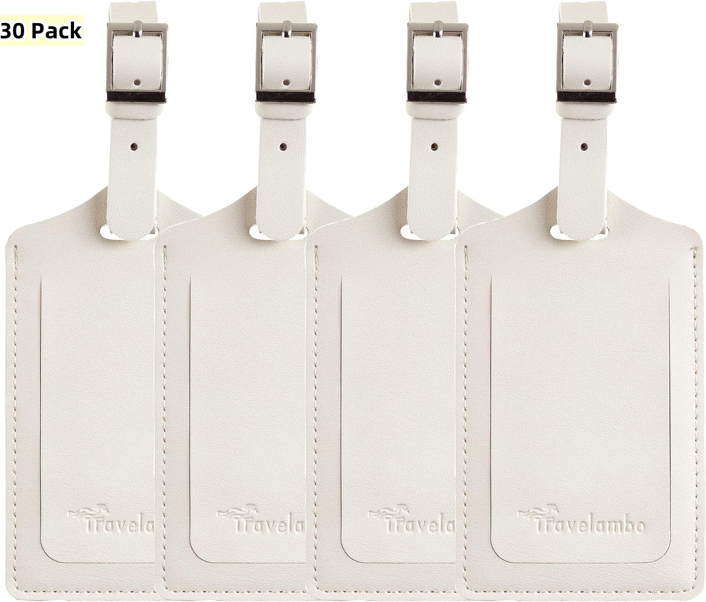 Travelambo Luggage Tags for Suitcases PU Leather Travel Tags Bag Tags Privacy Protection Travel Essentials