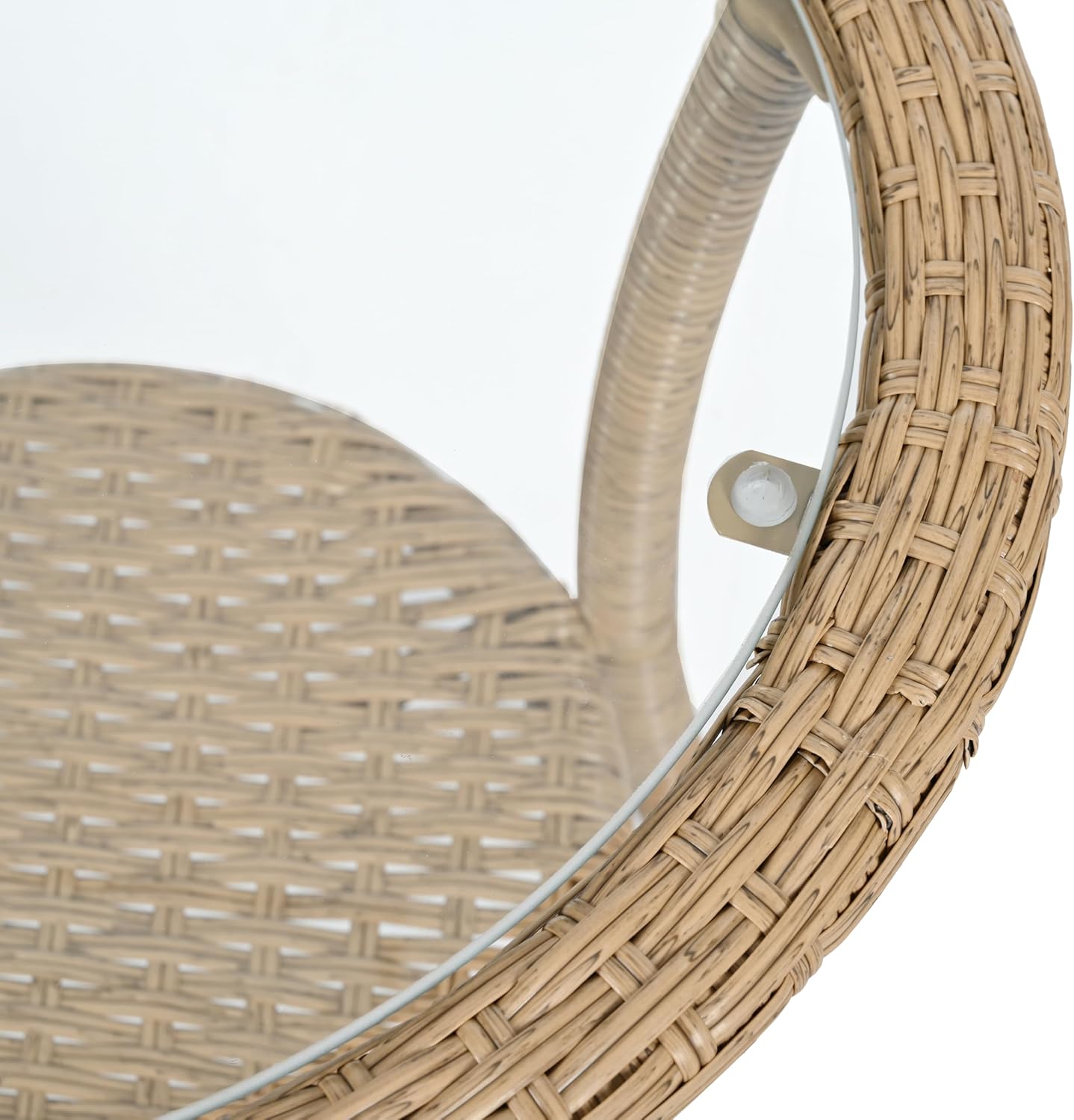 KLMM Outdoor Leisure Set with 2 Rattan Single Chairs and A Glass Round Table, for Patios Balconies Courtyards (Beige+Natural#r)