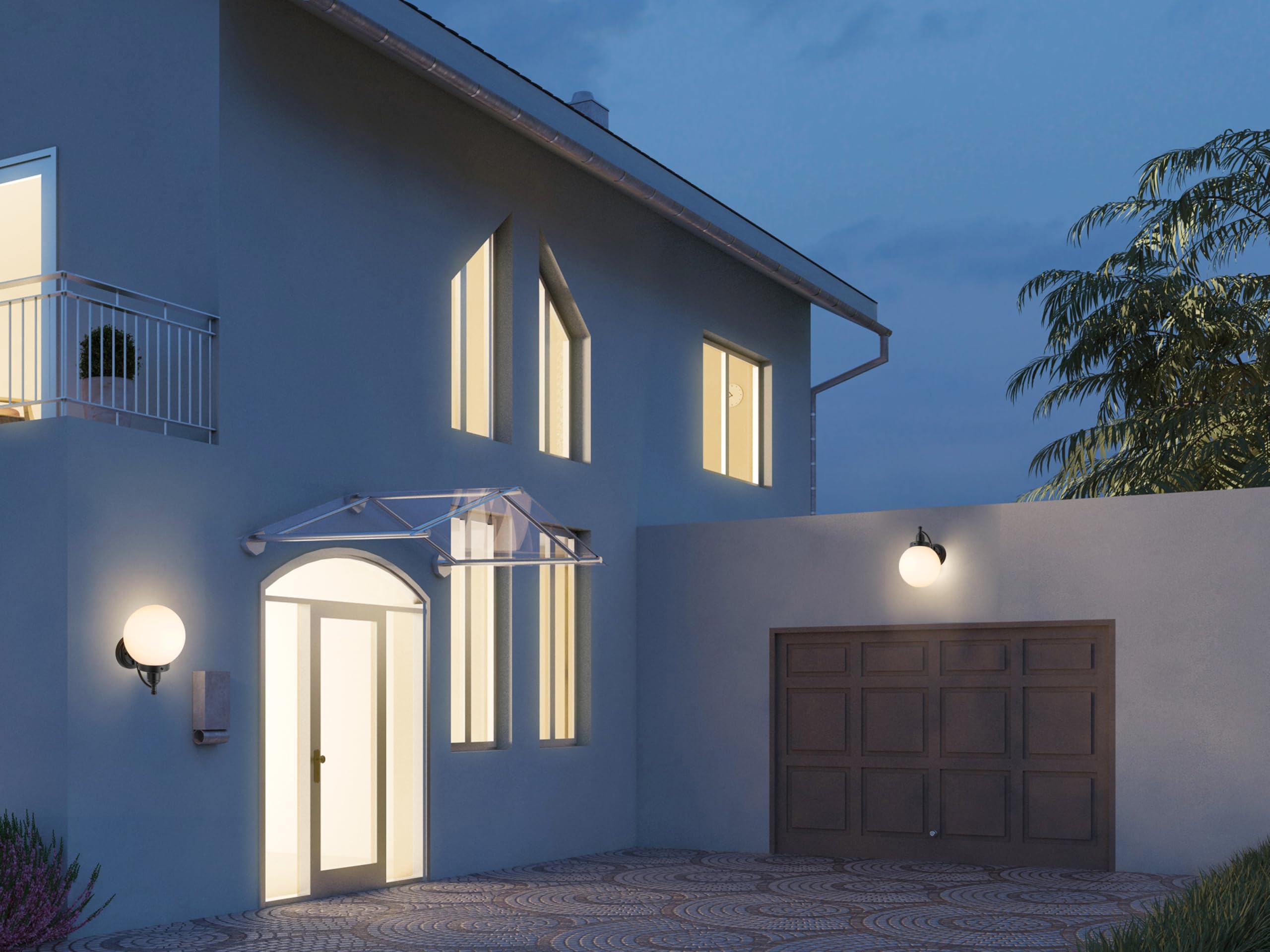 FTL Wandlampe Aussen Glaskugel, Industrial Außenwandleuchten, E27 Gartenwandleuchte, Ausenbeleutung Hauswand, Retro Außen Laterne Wandleuchte für Eingangstür, Garage, Terrasse, IP44 Wasserdicht