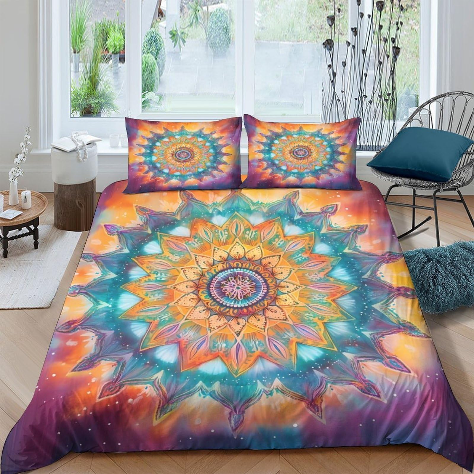 Ctjqhvkz Style-6 3D Printed Mandala Fitted Sheet Microfiber Soft Breathable Boho Psychedelic Mattress Cover For Bedroom Dorm Decor Single（135X200cm）