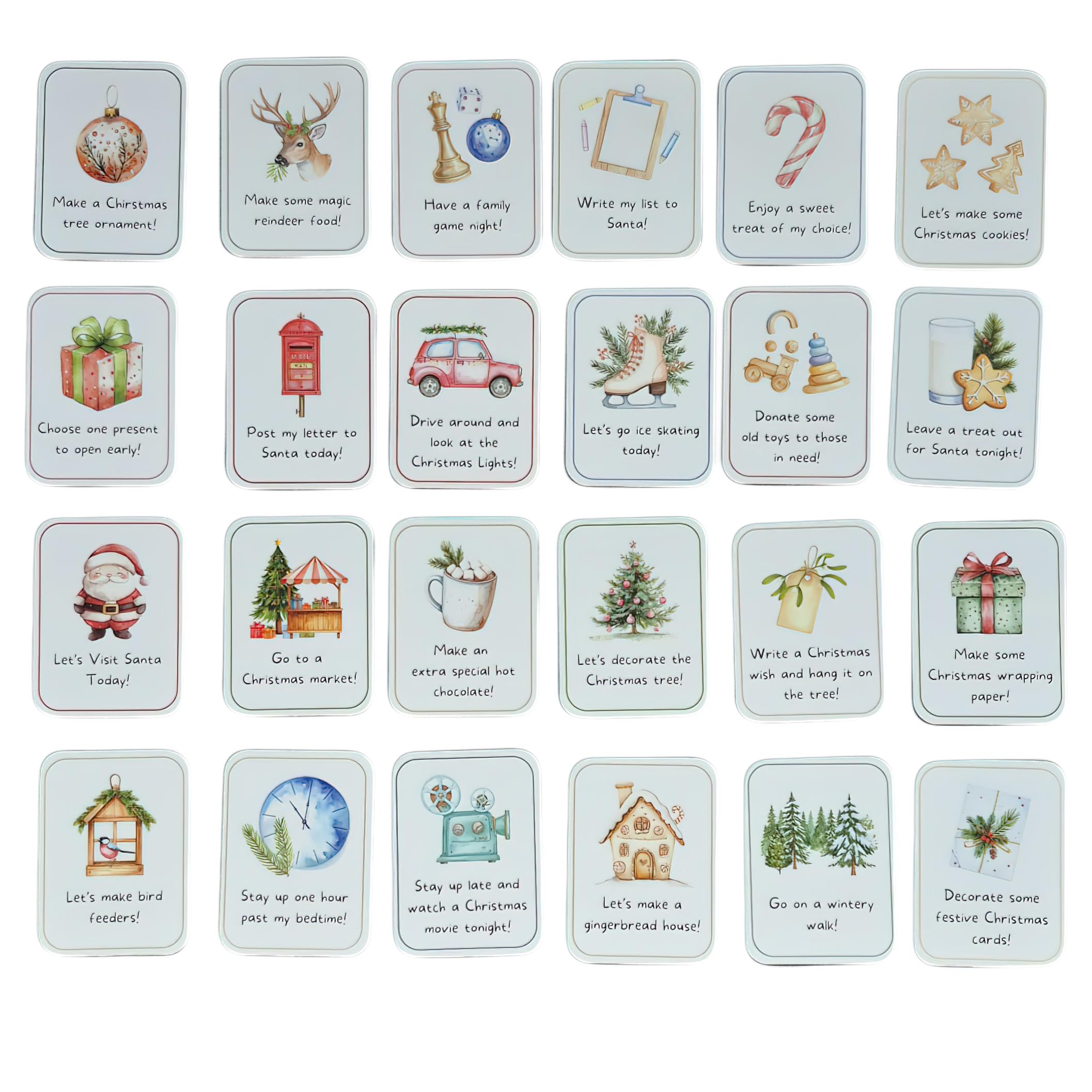 Hoolaroo Christmas Advent Cards Advent Calendar fillers for Kids Refillable Xmas Traditions, Beige - Image 3