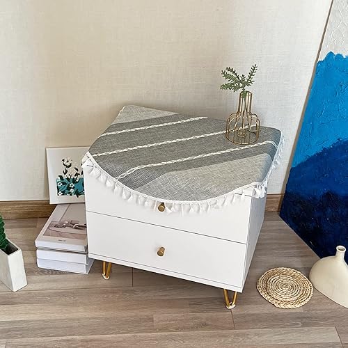 Mantel redondo pequeño rústico de lino de algodón gris, mantel de arpillera de peso pesado para mesita de noche, cocina, comedor, fiesta, decoración