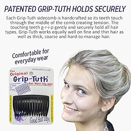 Good Hair Days Grip-Tuth Combs - 3 1/4 Side Combs, For All Types Of Hair, Decorative & Styling Women Accessories - Crystal, Set Of 2