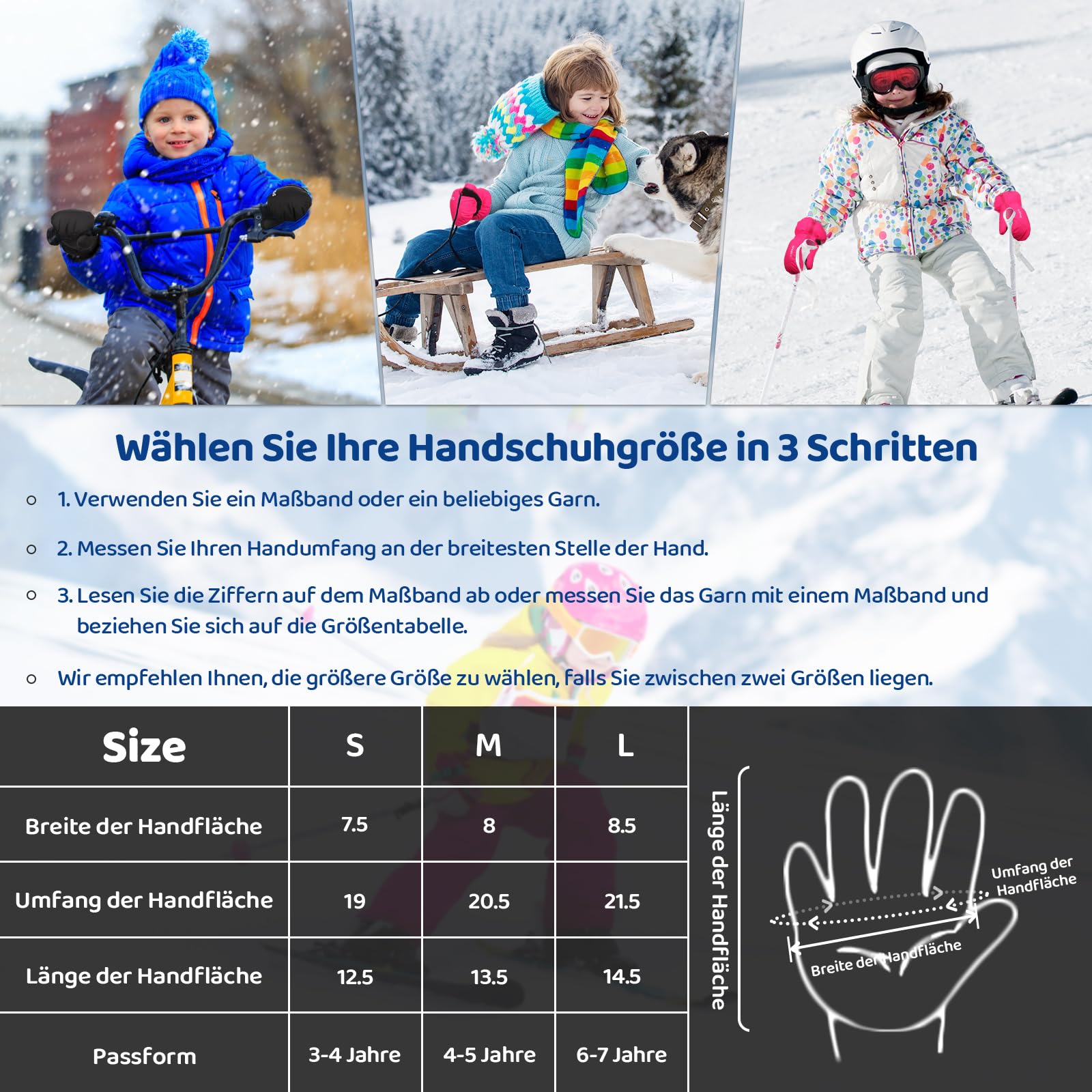 Enfants Gants de Ski Gants d'hiver imperméables et Coupe-Vent Gants de Sport Chauds Gants de Snowboard pour Sports de Plein air en Hiver Gants de vélo Gants Chauds pour 2-7 Ans