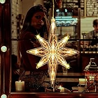 Vista 5 de 5 Piezas Luces Navideñas para Ventana Decoraciones Letrero Iluminado de Navidad Blanco Cálido Funciona con Pilas Telón de Fondo Luces de Silueta