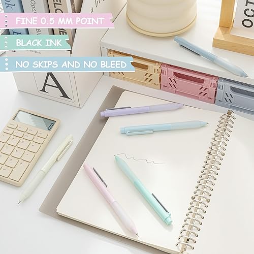 Miniatura 9 de Aisibeiger Bolígrafos de gel de punta media de 0.028 in, tinta negra, bolígrafos retráctiles lindos para escritura suave, suministros de oficina