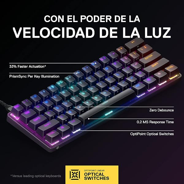 SteelSeries Apex 9 Mini - Mechanical Gaming Keyboard – Optical Switches – 2-Point Actuation – Compact Esports Mini 60% Form Factor – Hotswappable Switches - Nordic QWERTY Layout - 2
