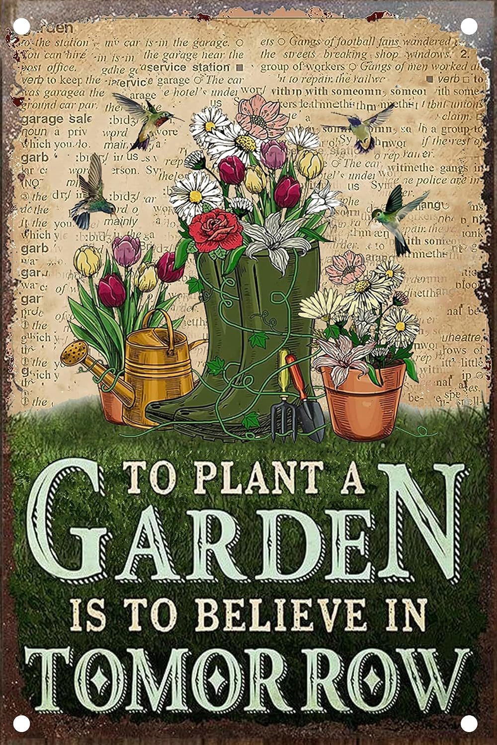 kisoyo Vintage Tin Sign To Plant a Garden Is To Believe In Tomorrow Retro Metal Signs for Garden Club Outdoor Indoor Wall Decorative 12x16 Inch