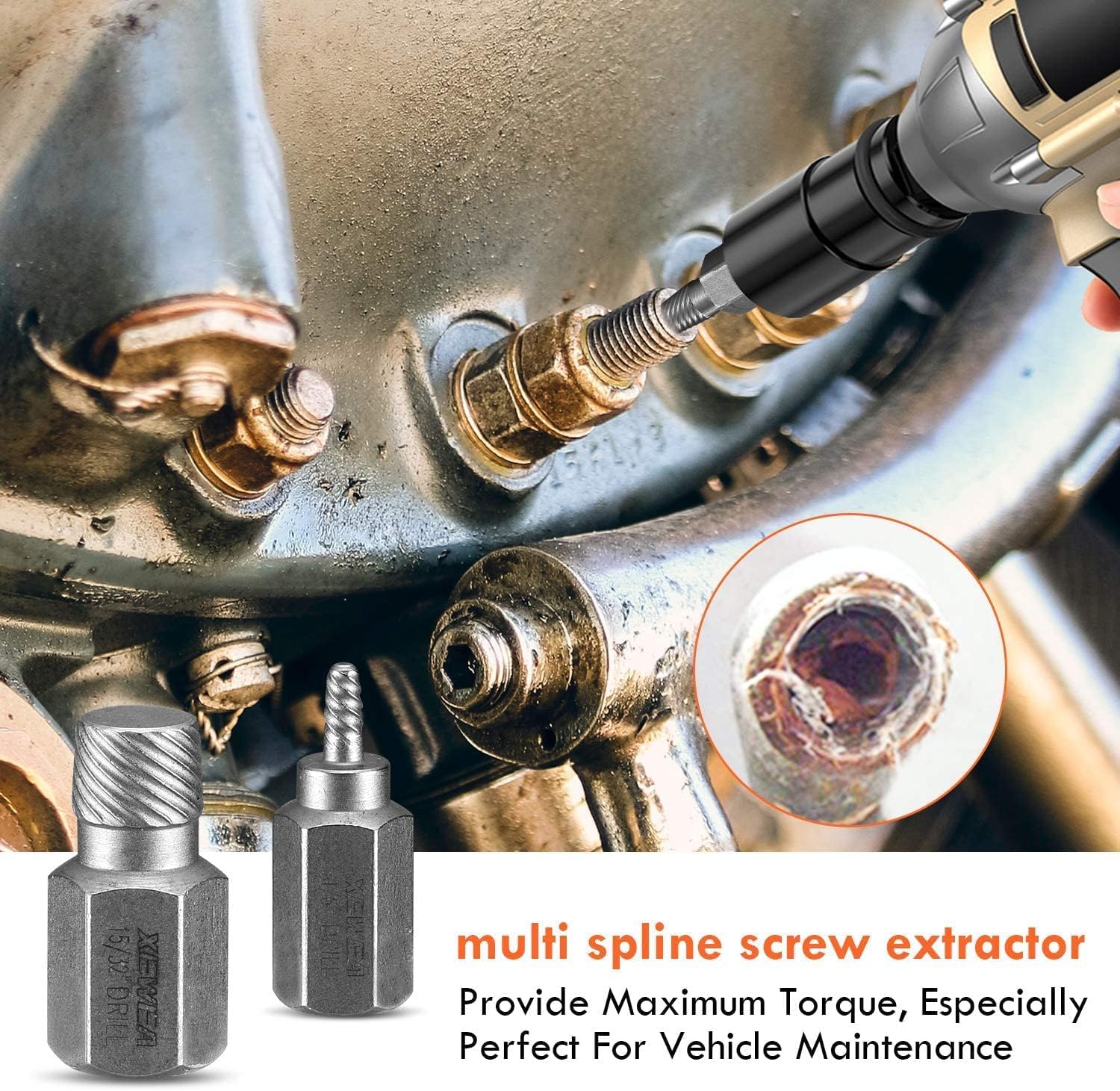 XEWEA 39PCS Screw & Bolt Extractor Set with Left Hand Drill Bit Set, Multi-Spline Easy Out Broken Bolt Remover Tools for Damaged Stripped Rounded-Off Bolts, Socket Screws, Nut, Studs and Fittings