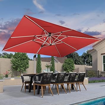 PURPLE LEAF 10' X 13' Patio Umbrella Outdoor Rectangle Umbrella Large Cantilever Umbrella Windpro...