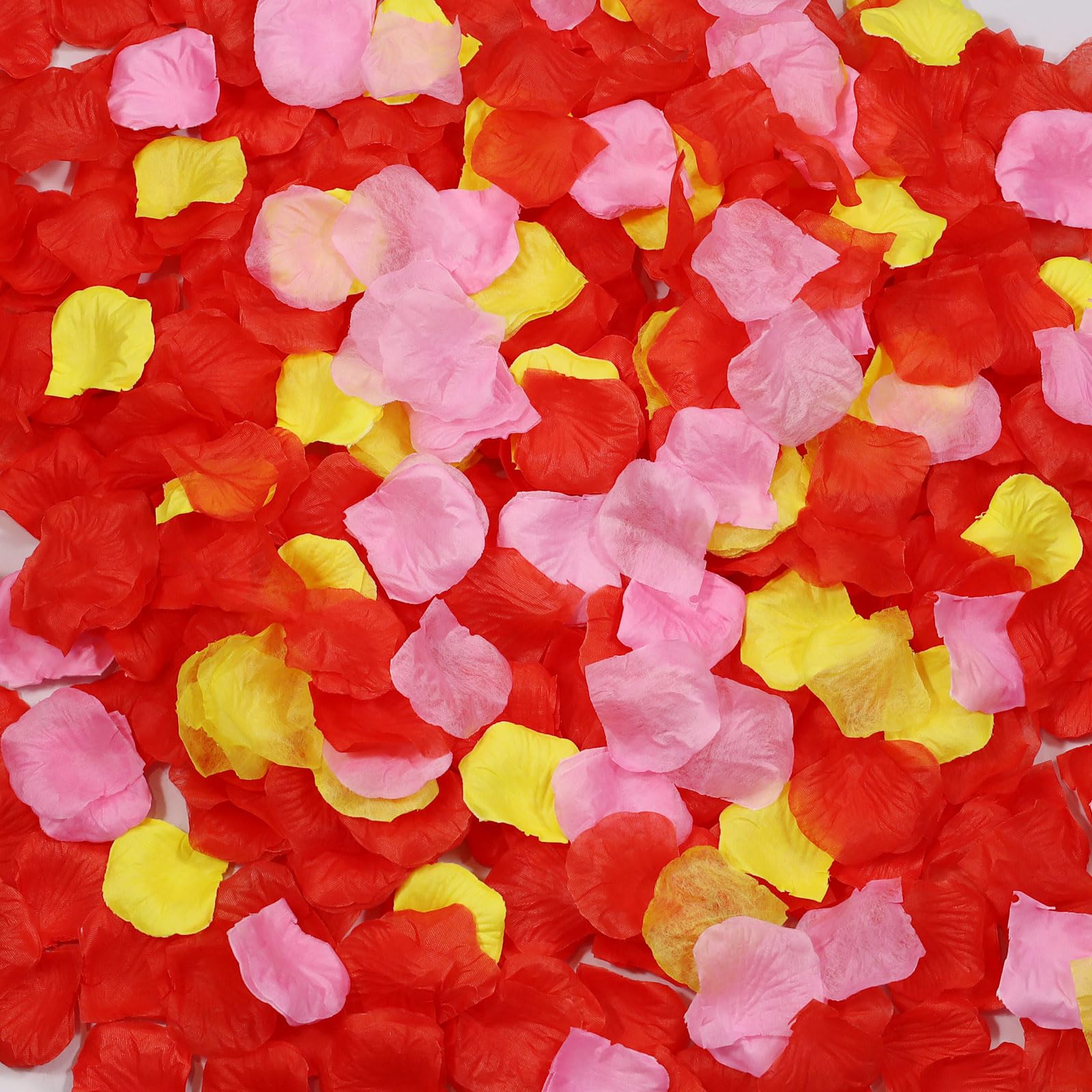 Realand Girls Red+Pink+Yellow 3000Pcs Fake Rose Petals, Artificial Flower Petals For Romantic Night, Valentine's Day, Flower Basket, Proposal, Wedding Decorations,