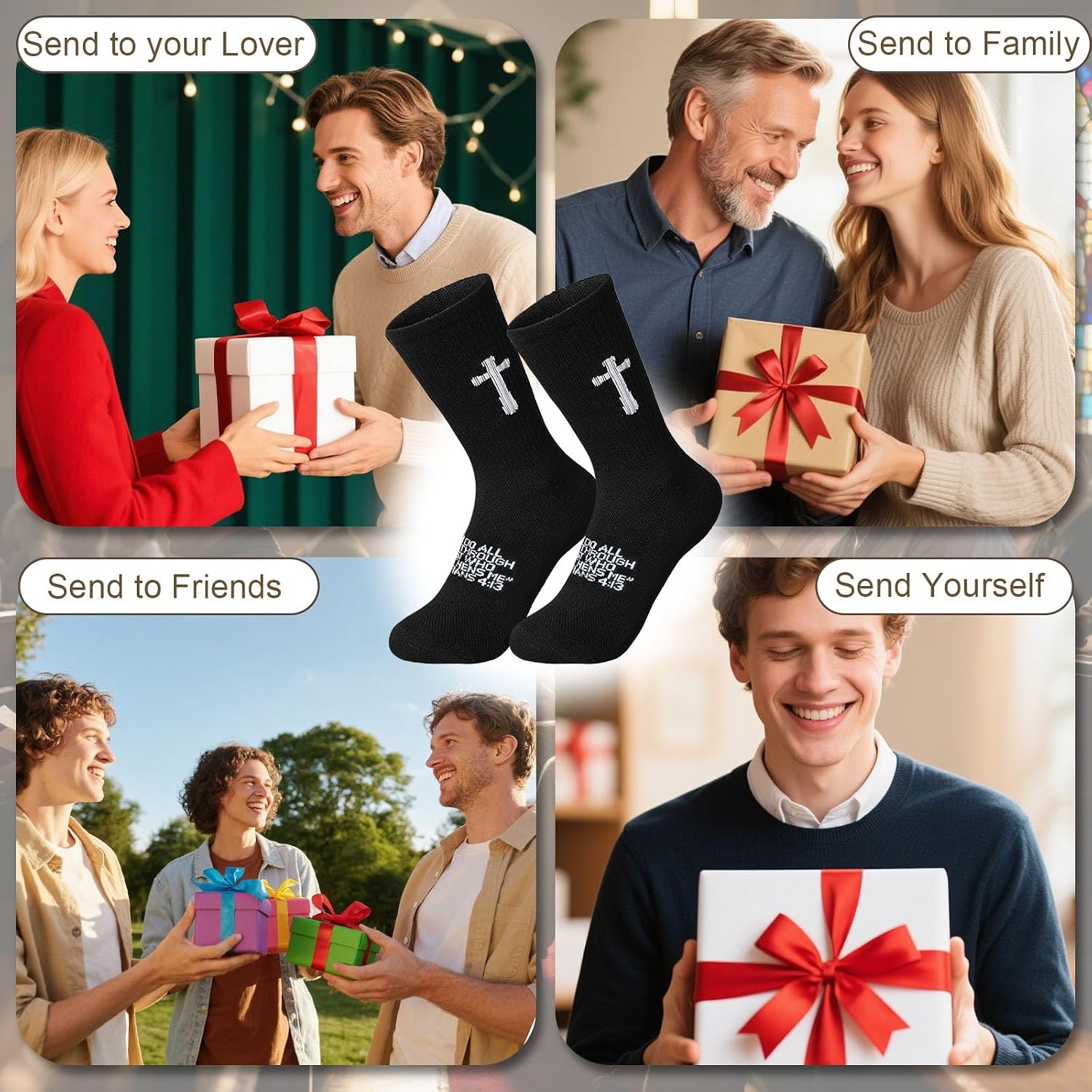 3 Pairs Christian socks Prayer socks Birthday Gifts for Dad,Men Husband Grandp Fathers Day Christmas
