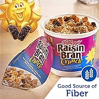 Vista 6 de Kellogg's Raisin Bran Crunch - Taza de cereales para desayuno, cereales de fibra, hecho con fruta real, original, taza de 2.8 onzas (1 taza)
