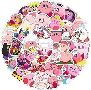 Cute Cortoon Game Kirby Stickers 50Pcs Cartoon Kirby StarSticker for Water Bottle - Vinyl Waterproof Label Stickers for Laptop - Stickers Gift for Notebook/ Car/ Bicycle/ Skateboards/ Luggage Decoration (Kirby)