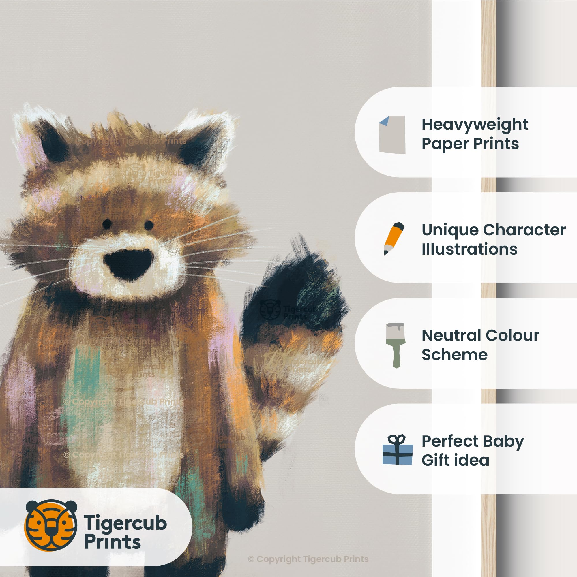 Tigercub Prints Woodland Animal Nursery Prints, A4 - Set of 4 - Image 3