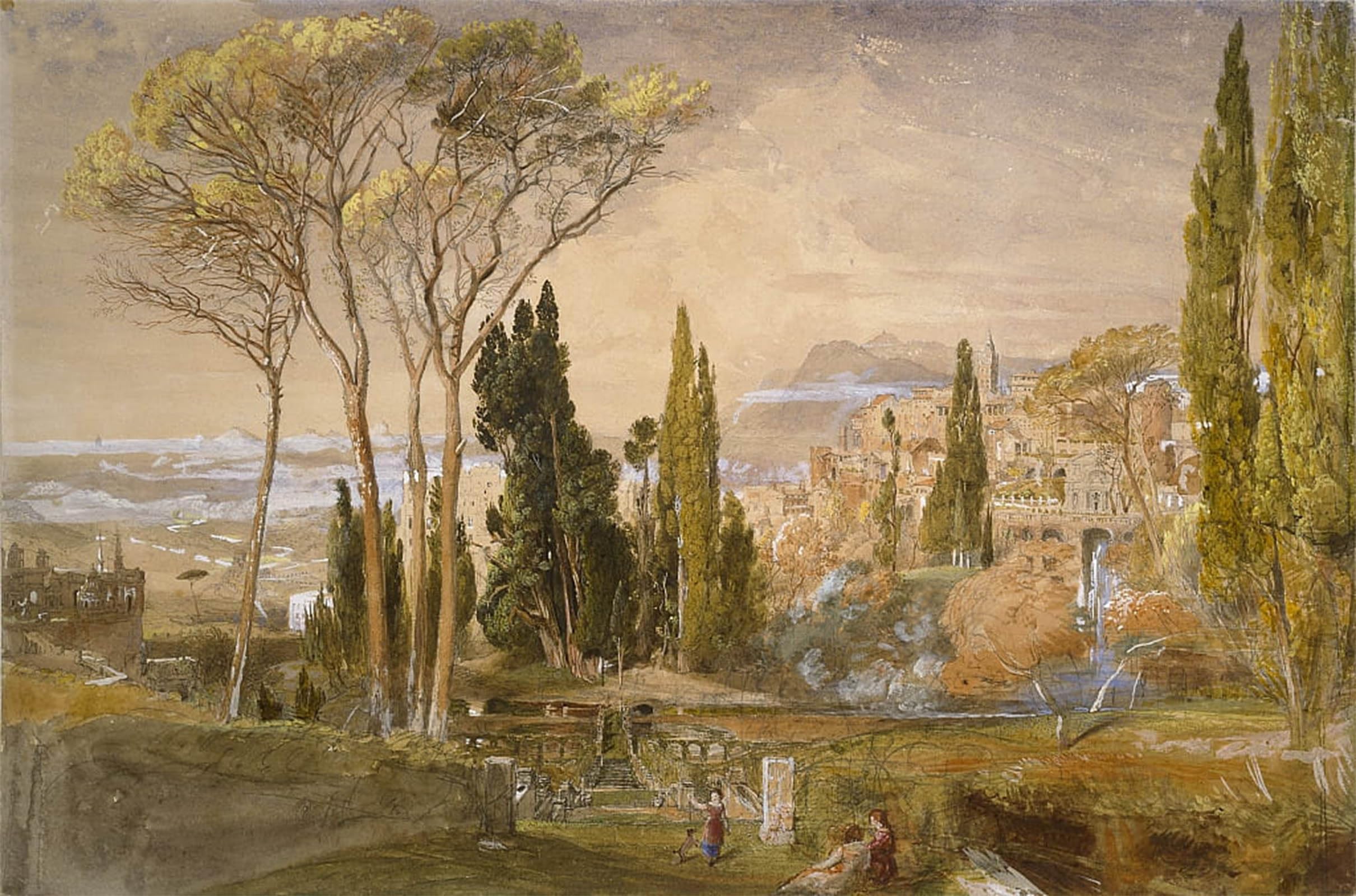 ARTXLXXBN Famous Prints Artwork Pictures Poster Painting Art the Villa D'este At Tivoli by Famous Painter Artwork Landscape Pictures for Home Decor 60x90cm