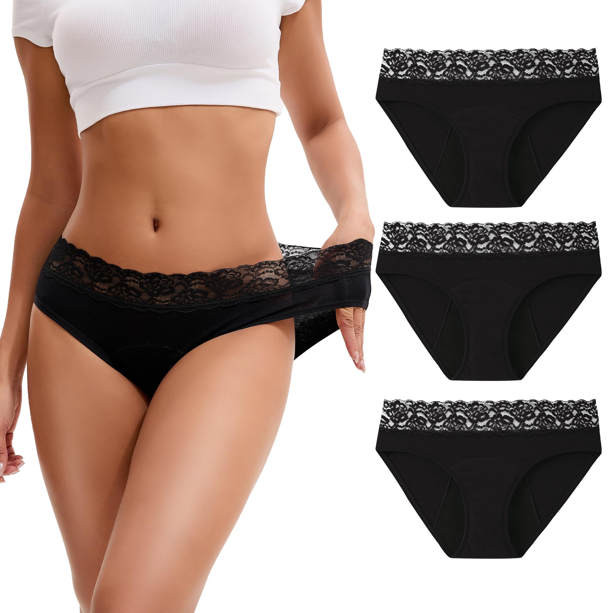 INNERSY Women's Period Underwear Cotton Hipster 3-Pack