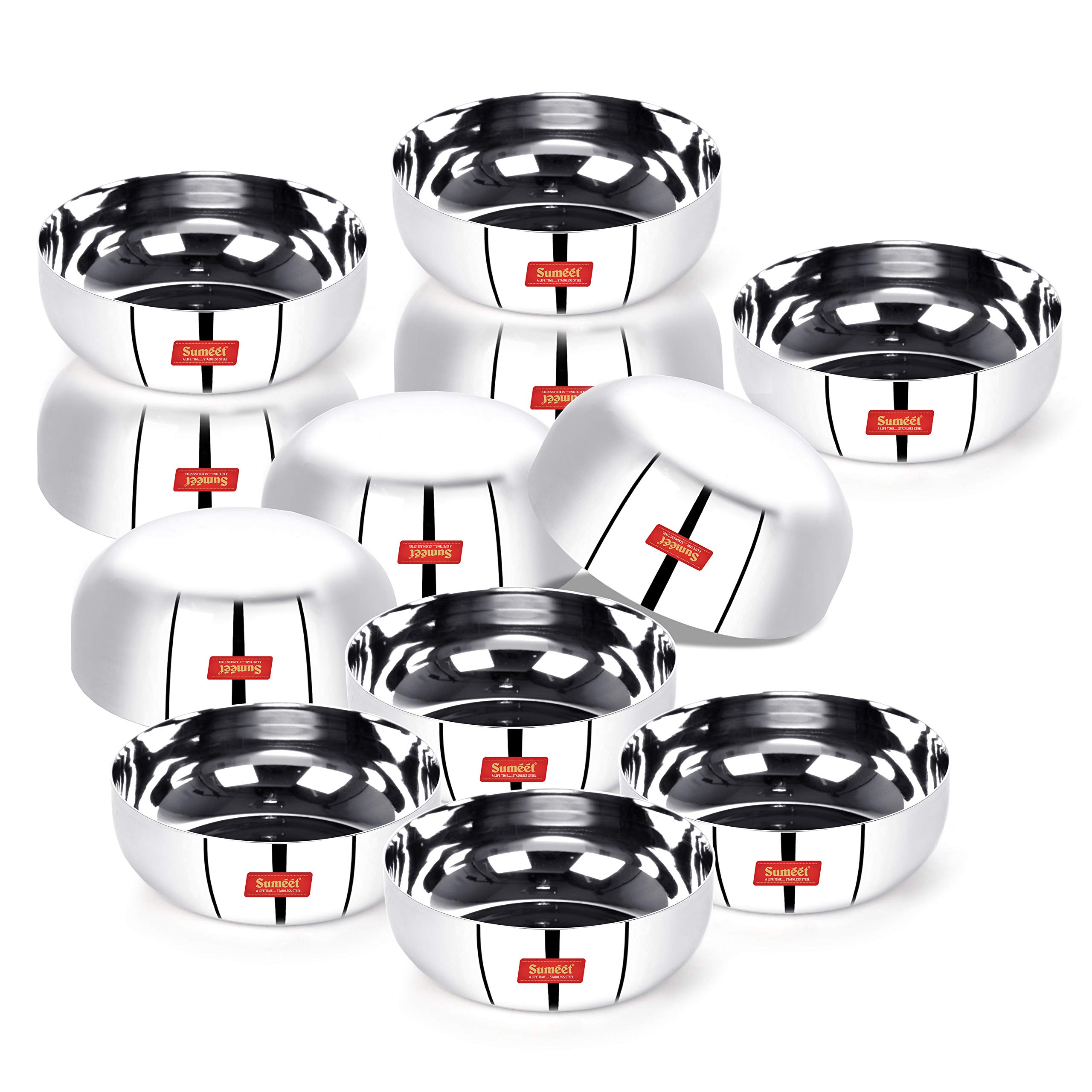 Sumeet Stainless Steel Apple Shape Heavy Gauge Mini Dessert Plates with Mirror Finish -10Cm Dia, 200ml Capacity - Set of 12 Pcs, Silver - Image 3 thumbnail