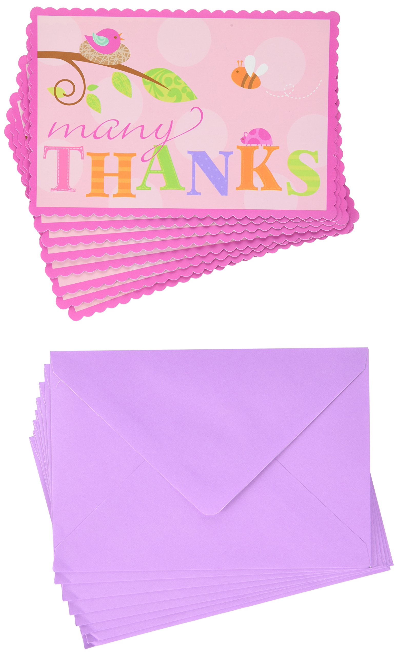 Carte de remerciement fille rose Amscan pour transmettre vos émotions avec tendresse