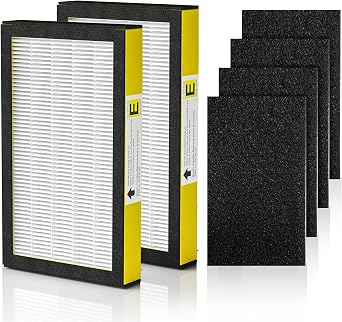 FLT4100 Replacement Filter E for Guardian AC4100, AC4100CA, AC4150BL, AC4150PCA, AC4150P Technologies Models, 2 x Hepa Filter + 4 x Activated Carbon Pre-Filter