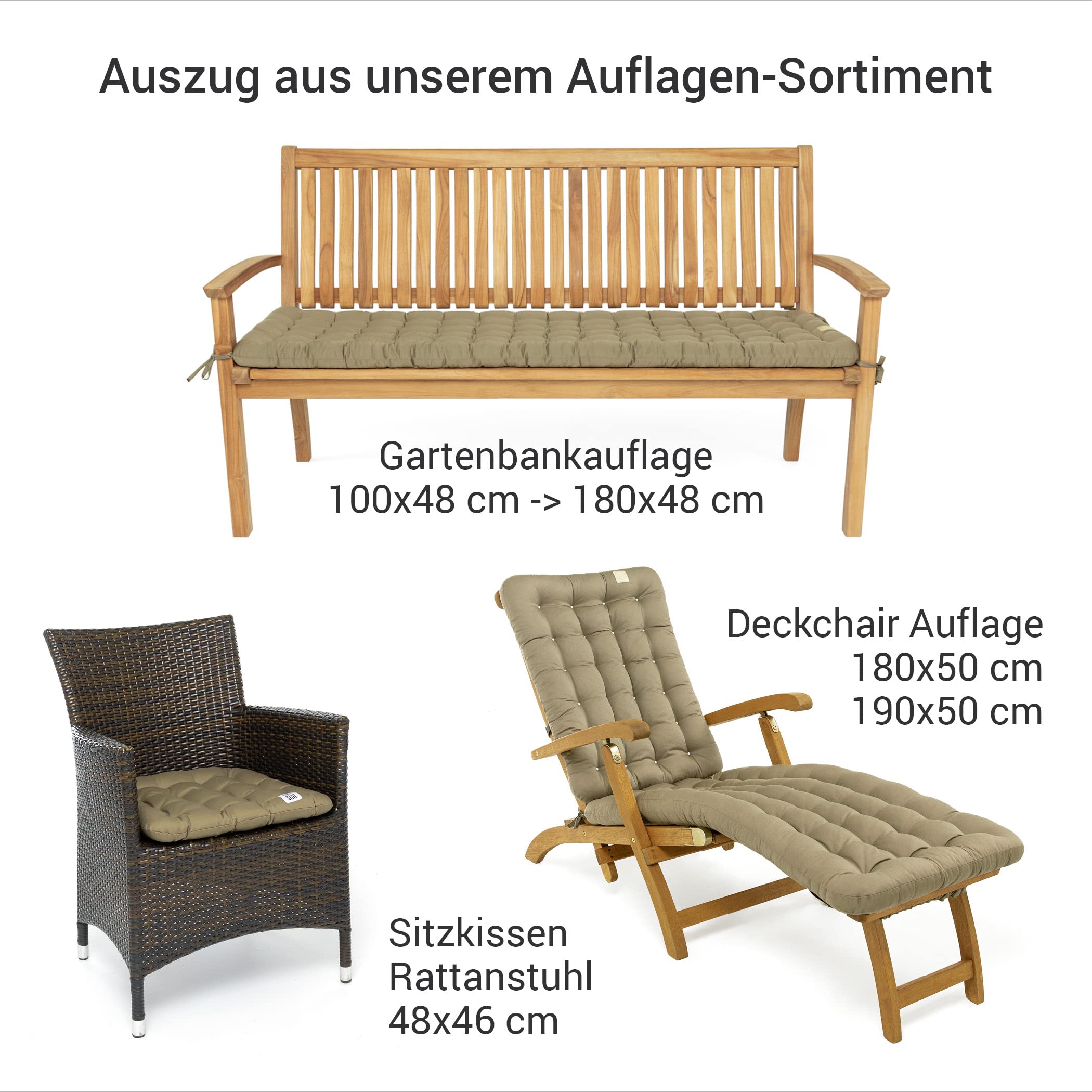 Poduszka na ławkę ogrodową z oparciem, wygodna poduszka do siedzenia – ortopedyczna poduszka do siedzenia, nadaje się do prania w temperaturze do 95°C, Made in Germany