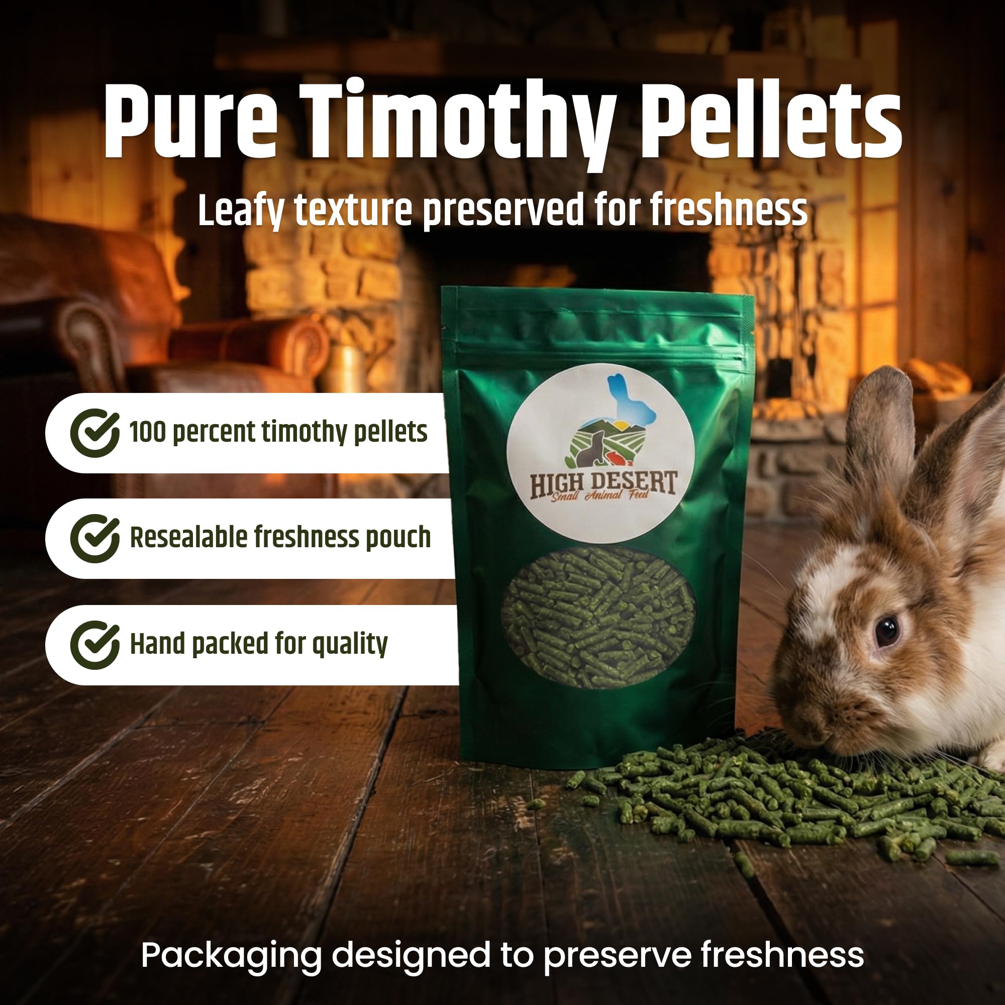 High Desert Timothy Hay Pellets for Small Pets, Natural Timothy Pellets for Daily Feeding, Rabbits, Chinchillas and Guinea Pigs Food, Balanced Fiber for Digestive Health, Small Pet Supplies, 31 oz Bag - image 5