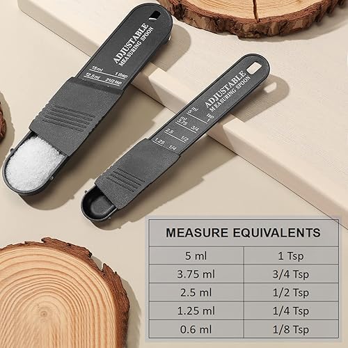 Miniatura 3 de Juego de 6 cucharas medidoras ajustables de plástico y cucharadita de cocina para hornear, cuchara de chef, cucharas medidoras para cocina,