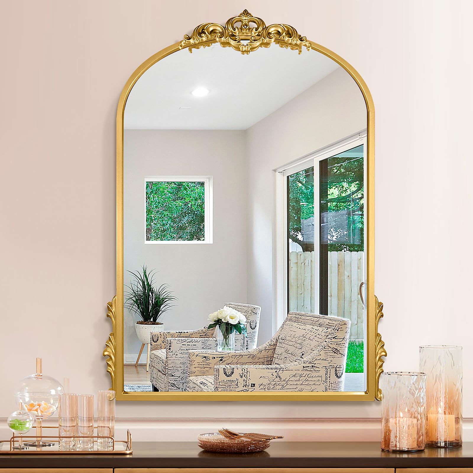 BLLWDY Gold Antique Decor Baroque Wall Mirror, 24x32 Anthropologie