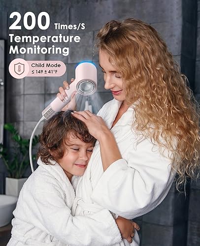 Miniatura 5 de Secador de pelo profesional de alta velocidad, secador de soplado iónico negativo con motor sin escobillas de 110000 RPM, secador de pelo ligero de