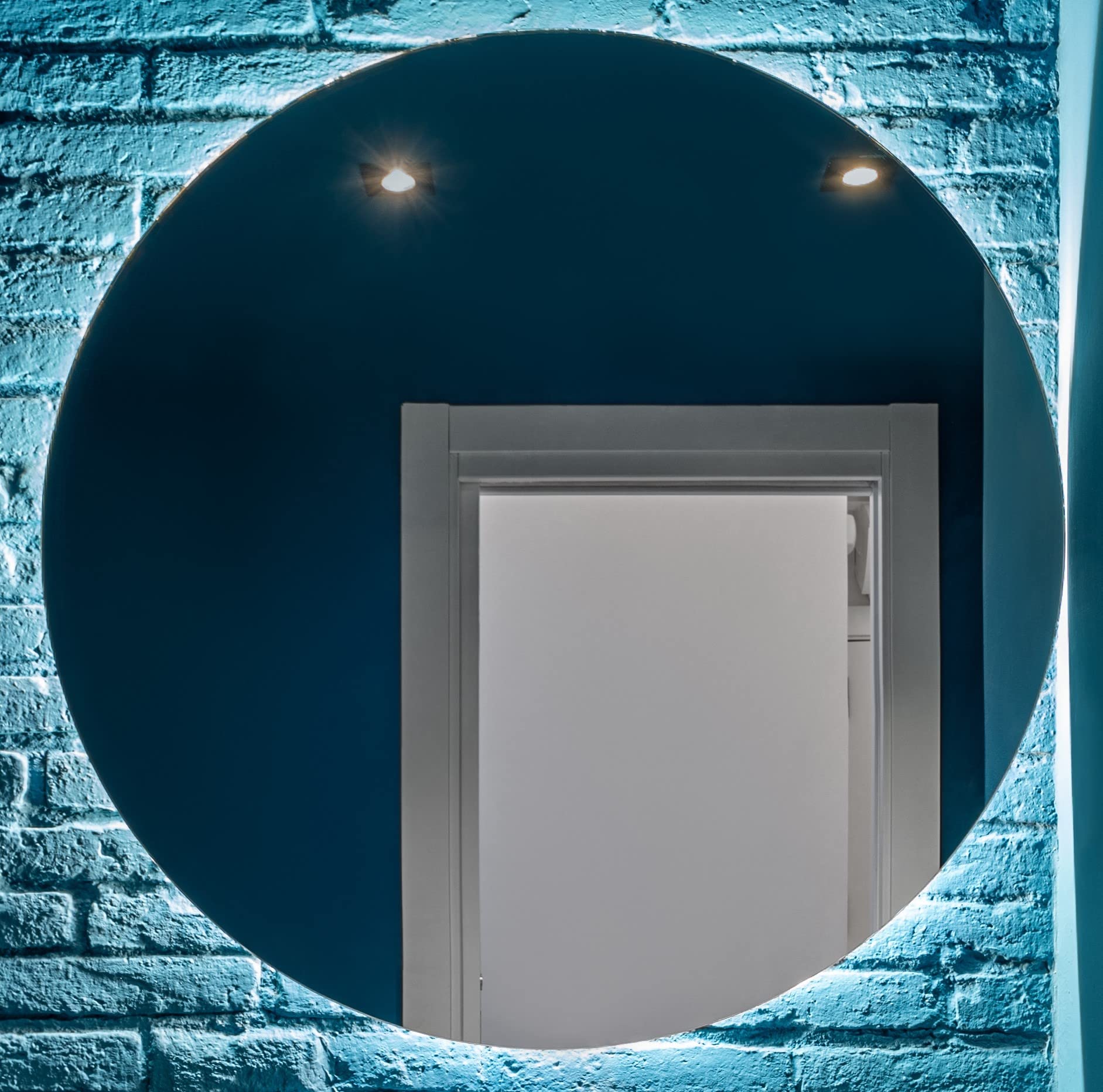 BD ART - Specchio da bagno a LED rotondo, luna, 60 cm, da parete, con illuminazione, colore bianco freddo, 4200 K, IP44
