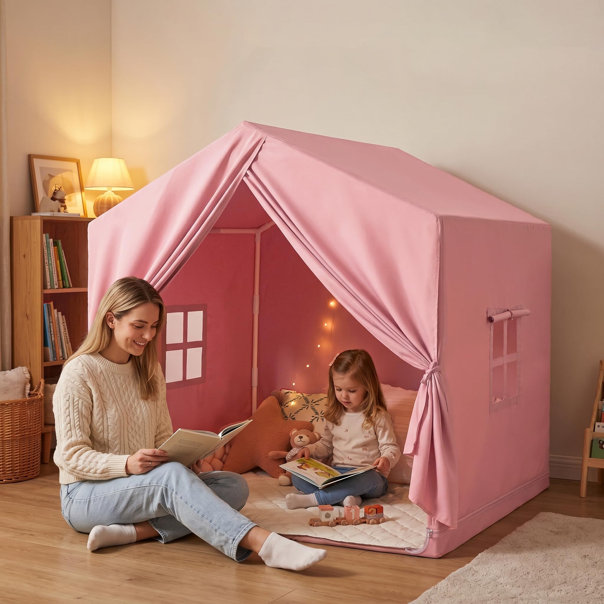 Kinderzelt für Spielzelt Kinder Indoor: Rosa Zelt Kinder Kinderzimmer - Spielzelte mit Fenster - Zelt für KindGeschenk für Mädchen und Jungen (Rosa)