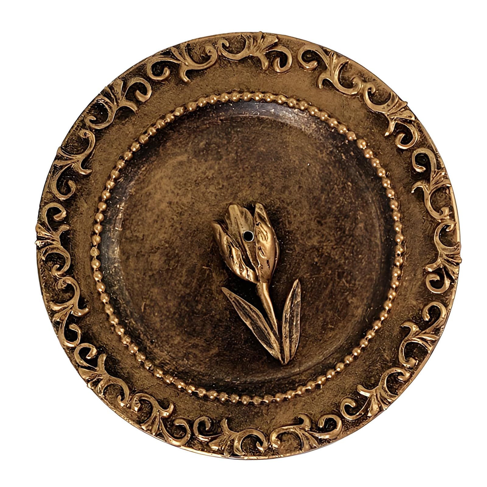 Buxuaaaa Bronze Round Decorative Resin Incenses Holder Antique Bronze Design Fragrances Stick Burners Ashes Tray For Meditations Space Indoor Incenses Stick Burners Resin
