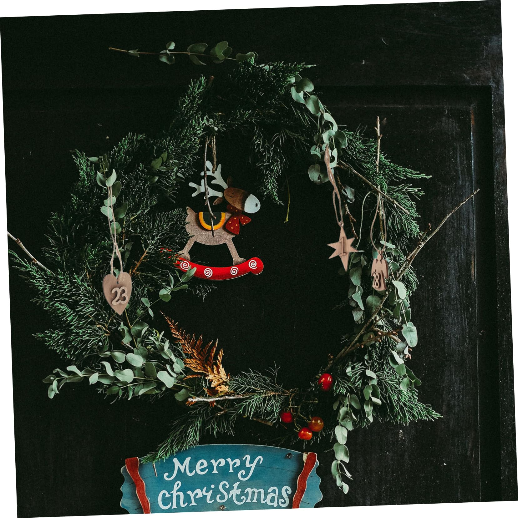 24 Pièces Décorations en Bois Étiquettes pour Calendrier de Compte à Rebours Décorations de Noël à Suspendre pour Sacs Articles de Noël
