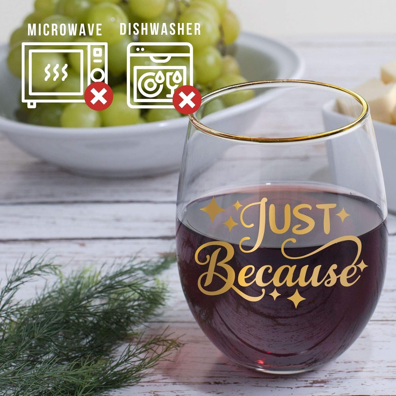 Super Sale 🛒 Funny Wine Glass for Women, Just Because, Onebttl Stemless Wine Glass 18oz for Mom, Women, Girls, Female, Her, Friends, Coworkers for Birthday, Christmas, Gag Gifts for Employee, Staff, Secretary