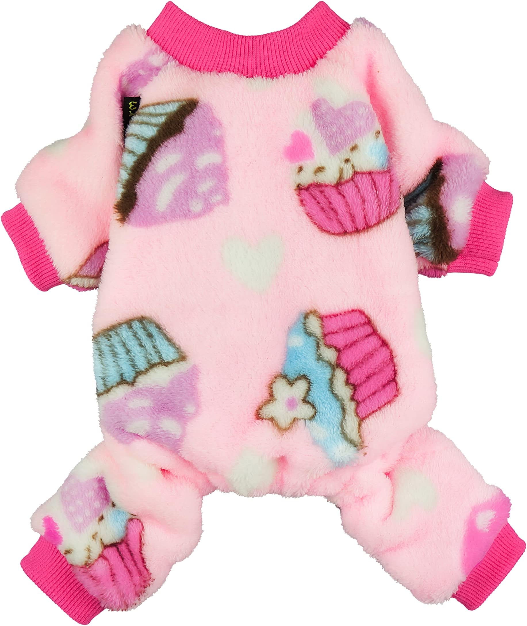 Fitwarm Sweet Cupcake Pet Clothes for Dog Pajamas PJS Coat Soft Velvet Pink Small