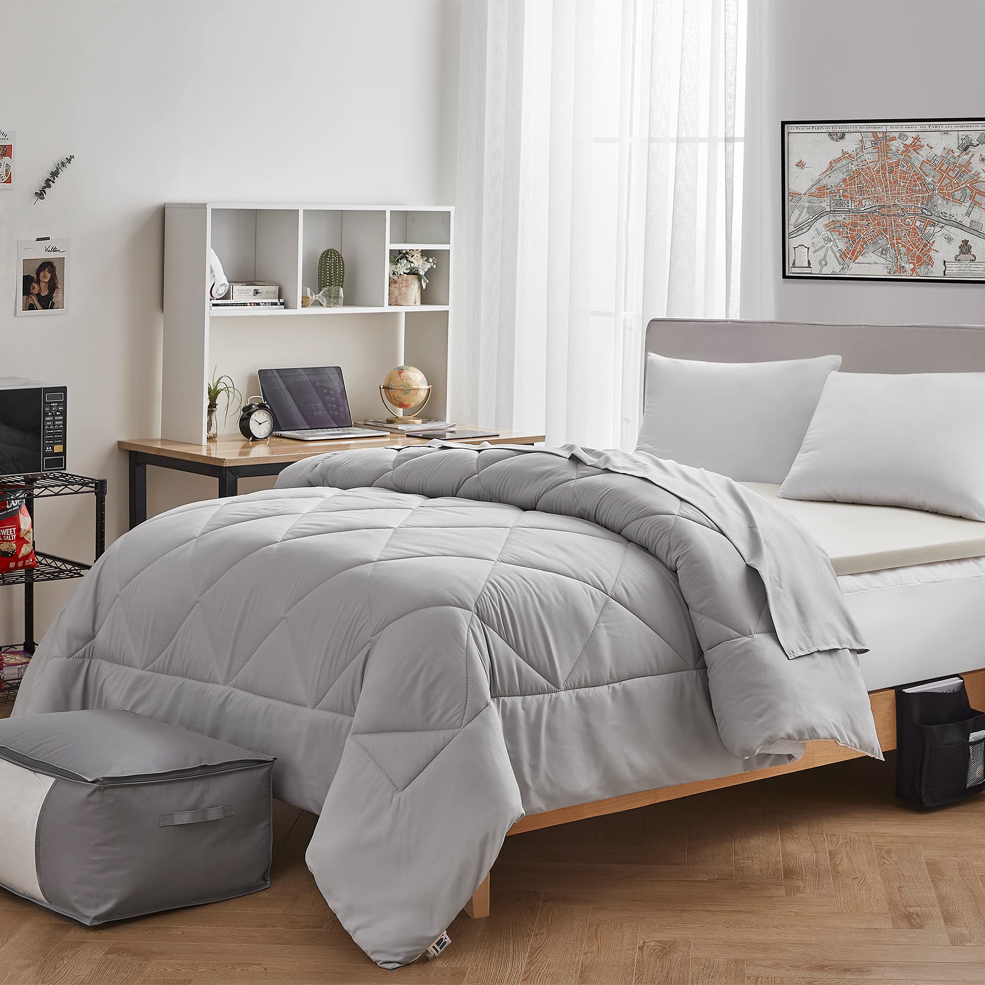 DormCo Solid Glacier Gray Twin Comforter - Oversized Twin XL Bedding