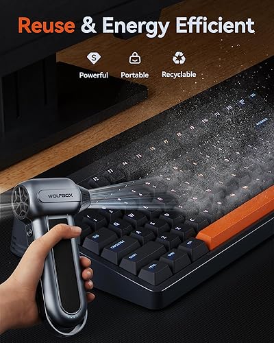 Vista 3 de WOLFBOX MF100 - Plumero de aire eléctrico de 150000 RPM Super Power inalámbrico, motor sin escobillas recargable, soplador duradero, soplador