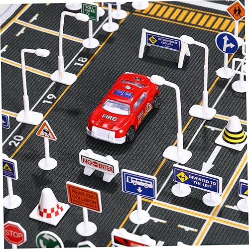 Miniatura 6 de Juego de 56 señales de tráfico de calles de carretera, mini luces de tráfico eléctricas, señales de tráfico de juguete para jugar (tamaño mini)