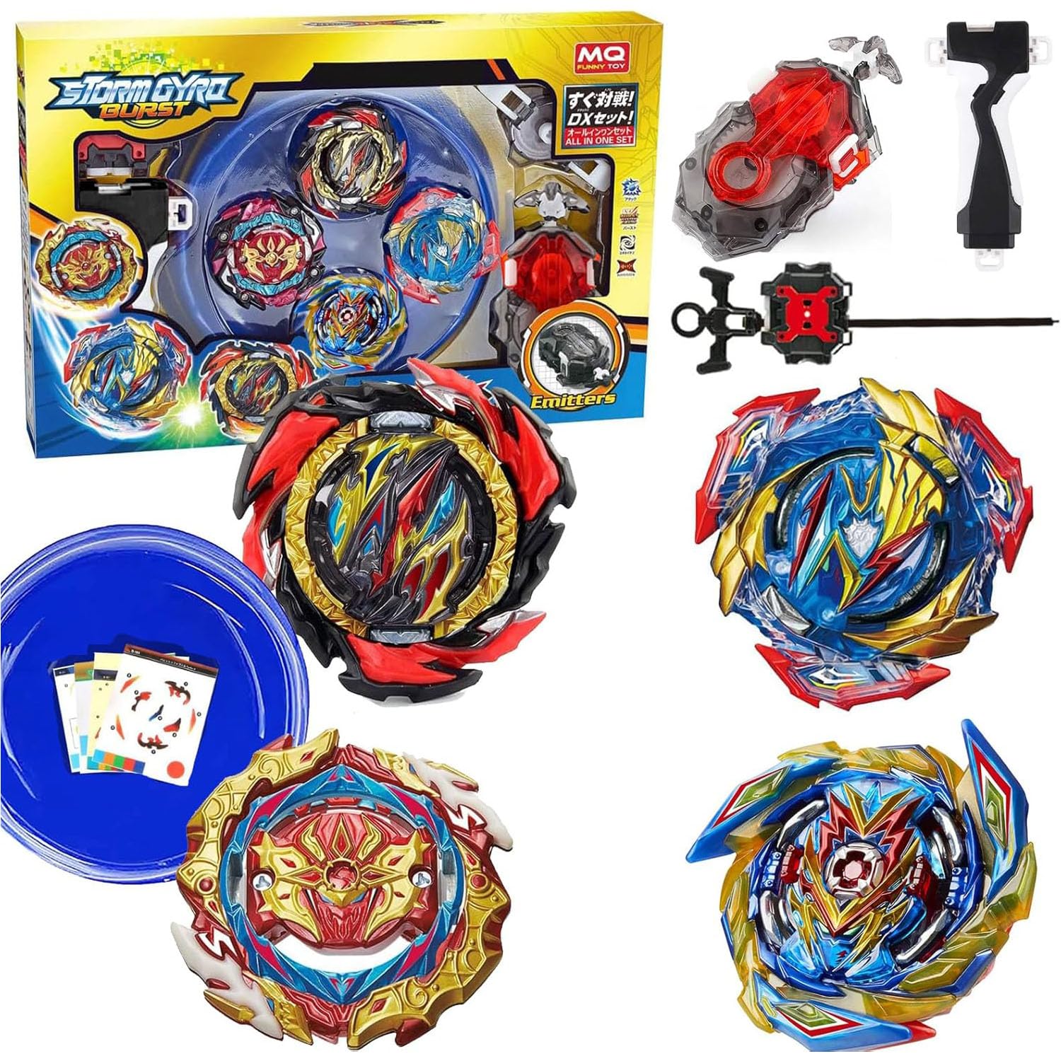 Burst Toupies Set, 4 Metal Fusion DB Layer Spinning avec 2 Lanceurs et 1 Poignée de Combat Jouet Set De Cadeau Jouet pour Filles et garçons
