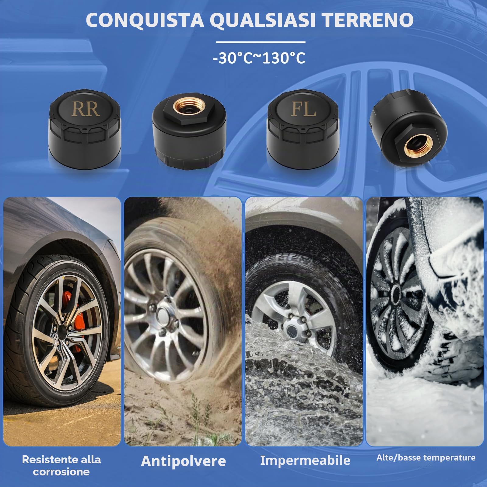 Sistema di monitoraggio della pressione dei pneumatici per auto con ricarica USB, per display di navigazione Android, strumento universale TPMS per la pressione degli pneumatici con 4 sensori