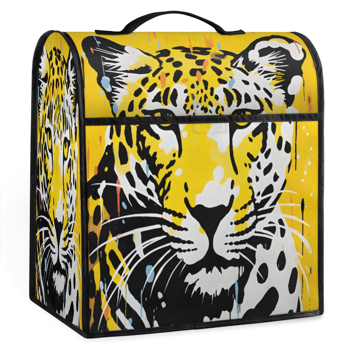 Coffee Maker Cover Abstract Animal Leopard Kitchen Appliance Covers Small Appliance Covers Blender Cover Juicer Cover Dust Covers for Kitchen Appliances with Top Handle and Pockets,Washable,C15
