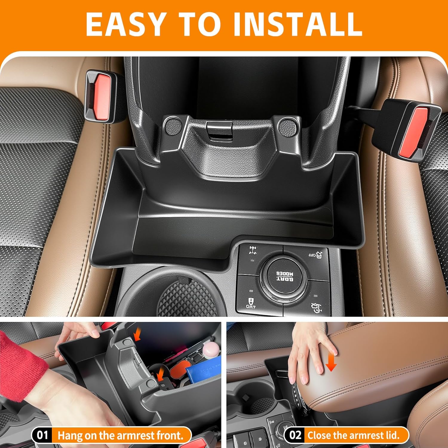 Center Console Organizer Compatible with 2021-2025 Ford Bronco Sport/2020-2025 Ford Escape Hanging Armrest Box Storage Tray for Bronco Sport/Ford Escape Accessories(Hanging Storage Tray)