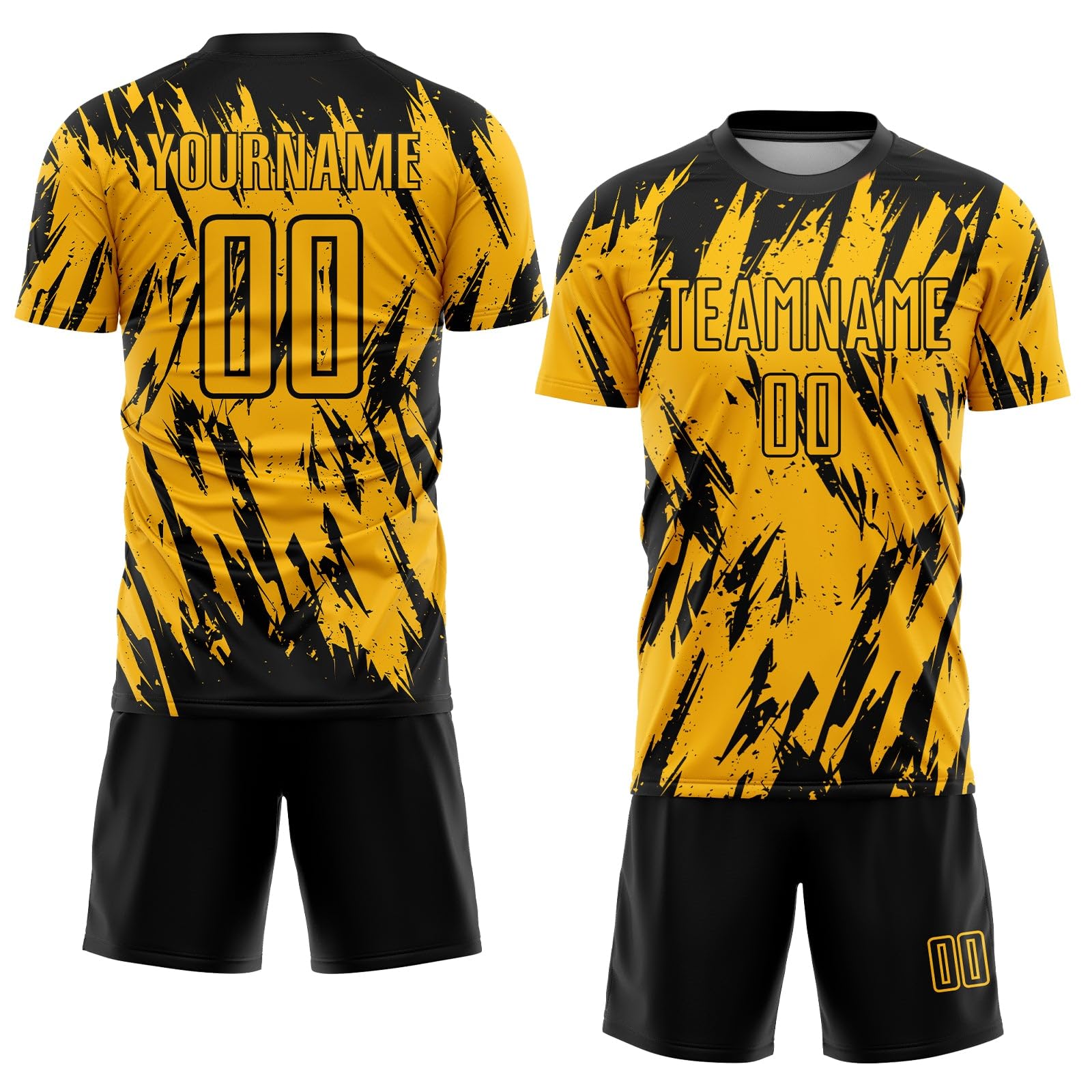 Custom Soccer Jerseys for Boys Men Women Youth, Gold Black Personalized Soccer Jersey Printed Name Number Logo Sports Jersey