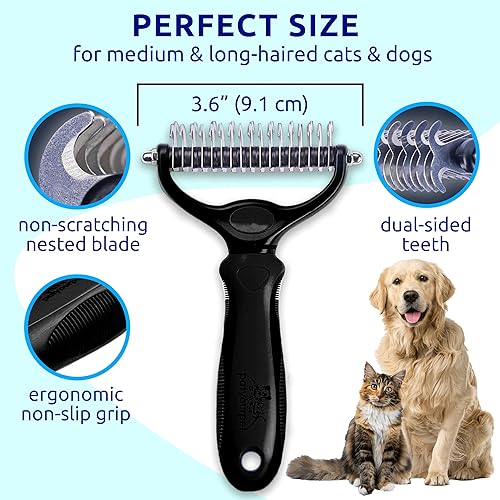 Miniatura 2 de Pat your Pet Deshedding - Cepillo para perros y gatos, rastrillo de aseo de doble cara para perros y gatos, peine desengrasante y herramienta de