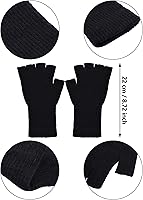 Vista 5 de Guantes sin dedos para mujer, guantes de medio dedo de invierno, elásticos, sin dedos, unisex